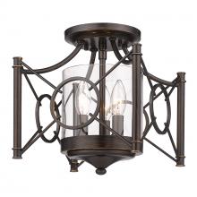  3718-SF CDB-CLR - Quincy Semi-Flush in Cordoban Bronze with Clear Glass Shade